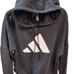 Adidas Cropped Black and White Hoodie